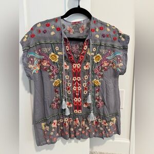Johnny Was Multicolor Embroidered Blouse